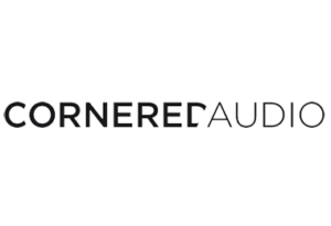 CORNERED Logo de Cornered Audio, simple et élégant avec le texte en style moderne noir sur fond blanc.