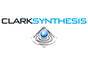 Clark Synthesis Logo de Clark Synthesis avec un dessin d'un transducteur et le texte en bleu et gris.