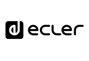 ECLER Logo d'Ecler, mettant en avant le nom de la marque en style moderne noir sur fond blanc.