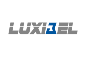 LUXIBEL Logo de Luxibel, mettant en vedette un design stylisé avec le nom "LUXIBEL" en gris et un élément graphique bleu.