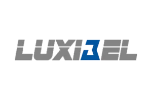 LUXIBEL Logo de Luxibel, mettant en vedette un design stylisé avec le nom "LUXIBEL" en gris et un élément graphique bleu.