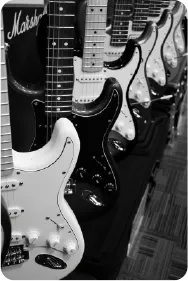 Playlist Rock Rangée de guitares électriques