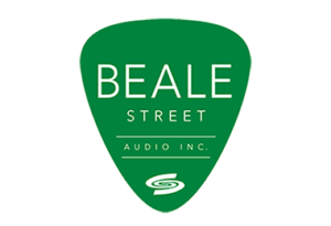beale Logo de Beale Street Audio Inc. représentant un plectre vert avec le texte "Beale Street Audio Inc." encerclé d'un S stylisé.
