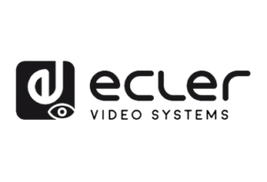 ecler video Logo de la marque Ecler Video Systems, représentant une lettre "e" stylisée à l'intérieur d'un cercle, accompagnée du texte "Ecler Video Systems" en noir sur un fond blanc.